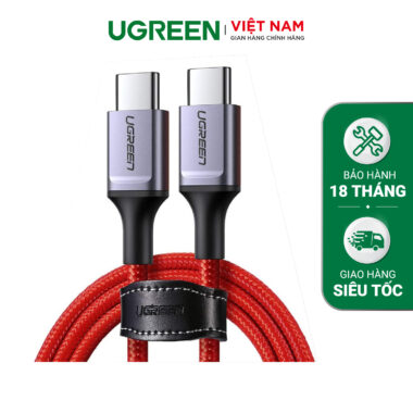Cáp sạc nhanh Type C UGREEN US296 - Truyền dữ liệu tốc độ cao - Sạc nhanh PD60W,dòng tối đa 3A - Dây bện nylon chống rối