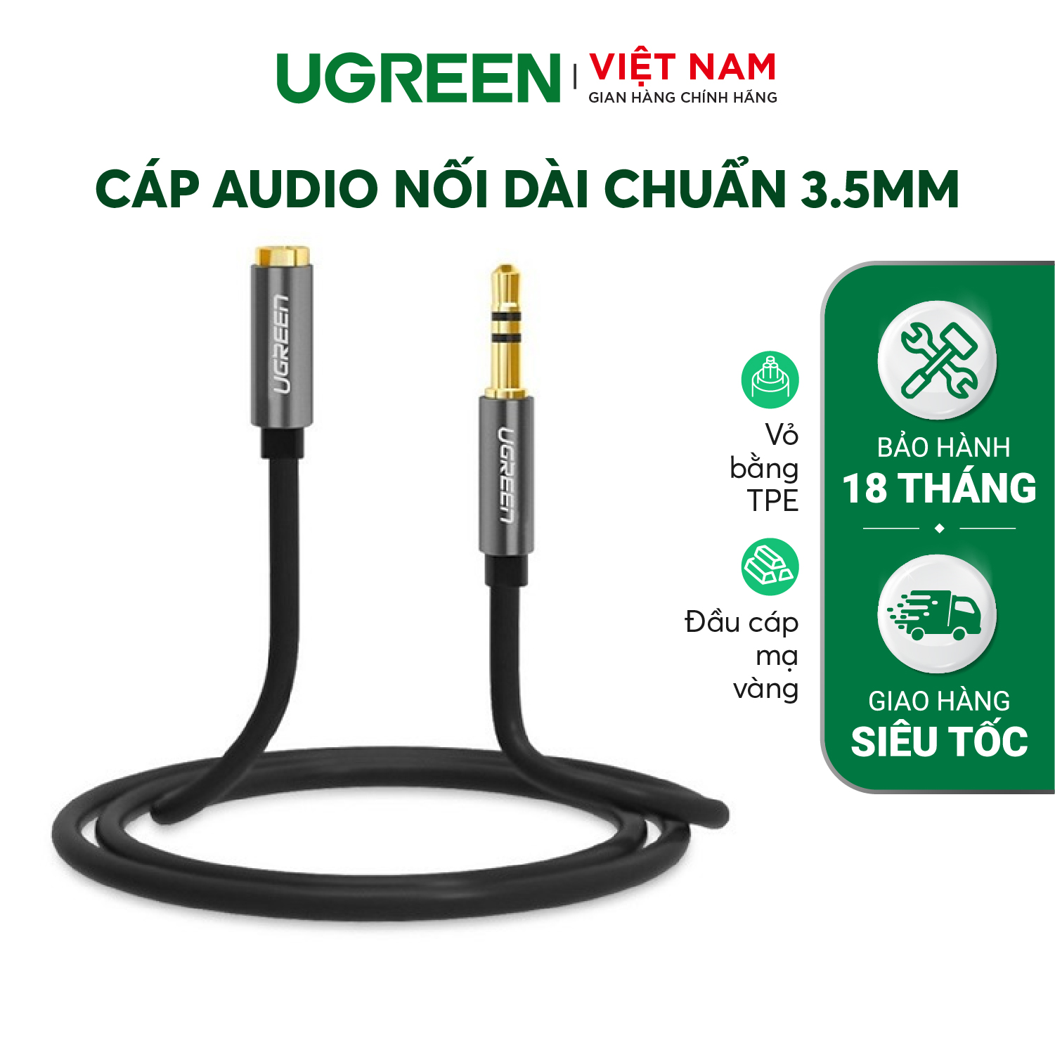 Dây AV nối dài 3.5mm đầu mạ vàng dài 3m UGREEN AV118 » Ugreen Việt Nam day-av-n-i-dai-35mm-d-u-m-vang-dai-3m-ugreen-av118-ugreen-vi-t-nam-500x500